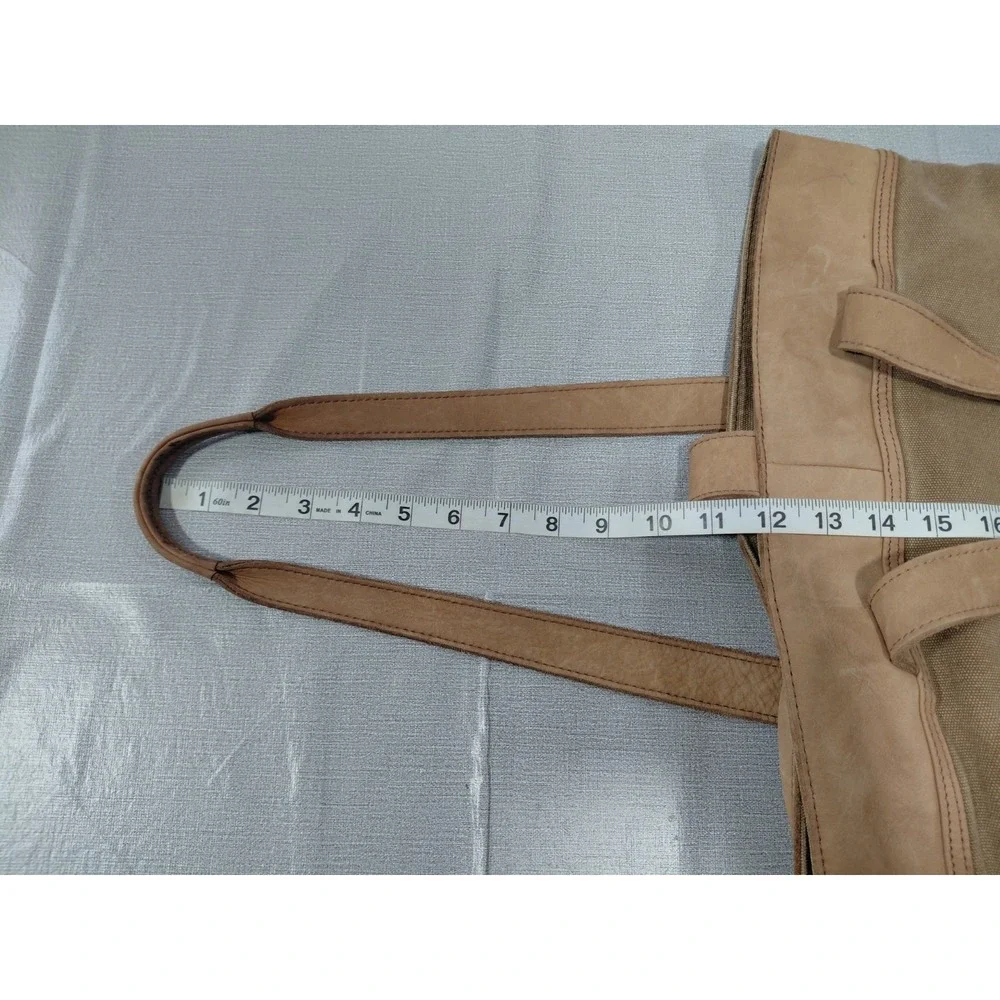 Vtg L.L. Bean Canvas & Leather Buckle Tote Bag Khaki Unisex
